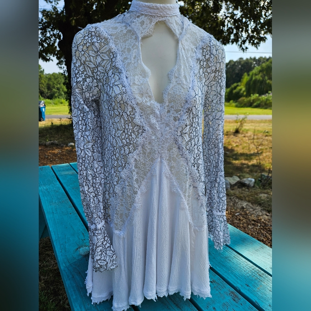 Free People White Lace Cutout Dress/Tunic